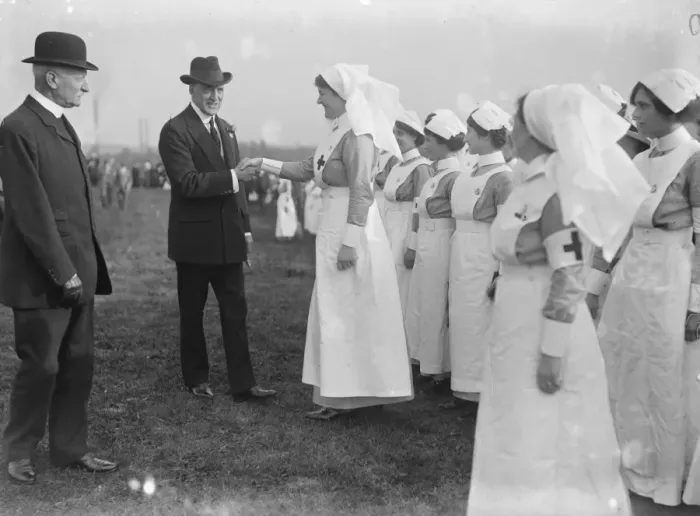 Framed Print : On the Grass of Drumbeg Sir Edward Carson Inspecting the Red Cross Nurses Framed Print : On the Grass of Drumbeg Sir Edward Carson Inspecting the Red Cross Nurses