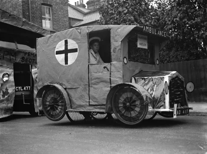 Framed Print : Gravesend Carnival. A decorated vehicle ( Ambulance ) 1937 Framed Print : Gravesend Carnival. A decorated vehicle ( Ambulance ) 1937