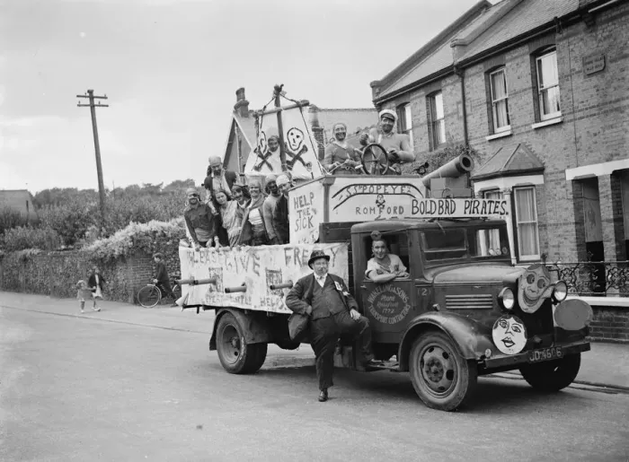 Framed Print : Gravesend Carnival. A decorated vehicle ( Bold Bad Pirates ) 1937 Framed Print : Gravesend Carnival. A decorated vehicle ( Bold Bad Pirates ) 1937