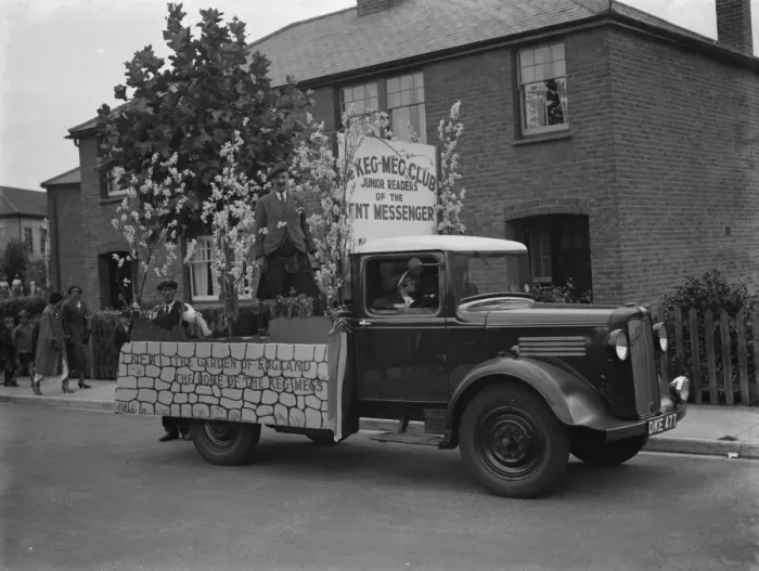 Framed Print : Gravesend Carnival. A decorated vehicle ( Keg Meg Club ) 1937 Framed Print : Gravesend Carnival. A decorated vehicle ( Keg Meg Club ) 1937