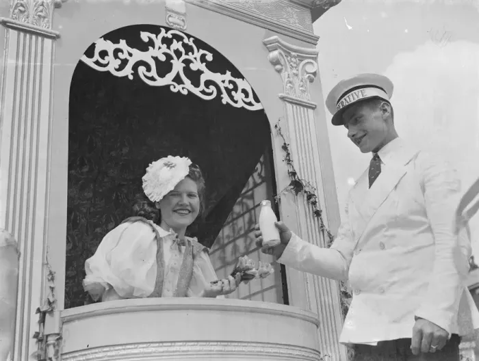 Framed Print : The Gravesend Carnival procession in Kent. The milkman and the maid Framed Print : The Gravesend Carnival procession in Kent. The milkman and the maid
