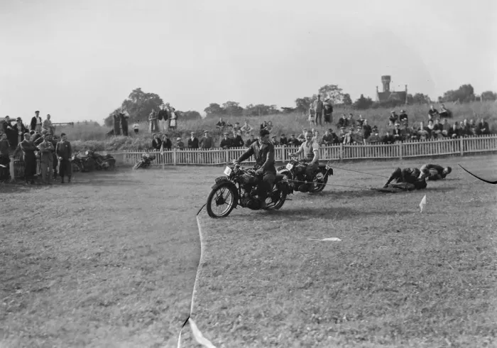Framed Print : The Gravesend and District Motor Cycle Gymkhana in Kent. This race involves