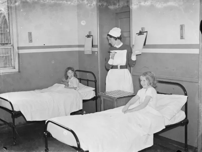 Framed Print : Gravesend Hospital in Kent. Child patients. 1939 Framed Print : Gravesend Hospital in Kent. Child patients. 1939