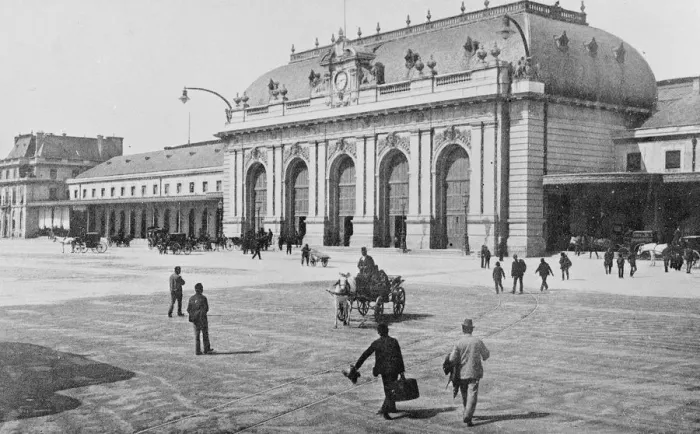 Framed Print : Great fire at Milan railway station. A new view of the Central Railway Station at Milan