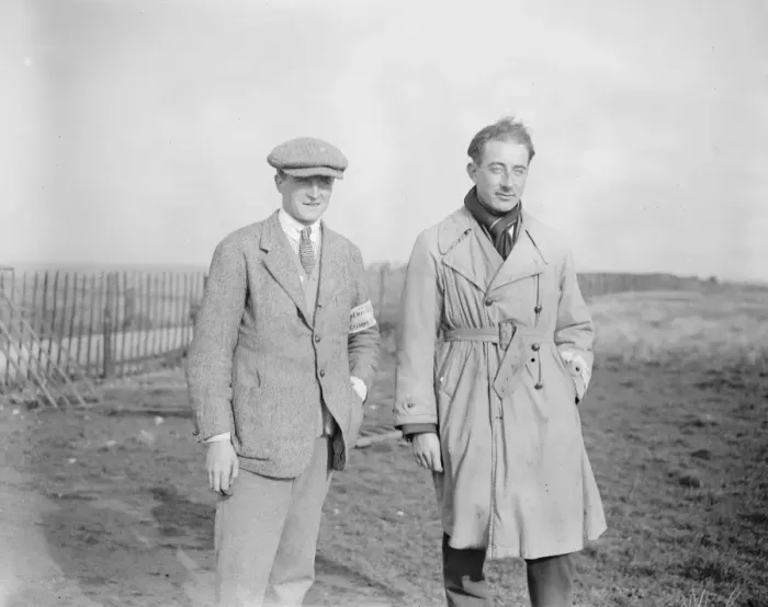Framed Print : Great glider meeting at Lympne. Two Belgian pilots, Baron Georges Kervyn de Lettenhove