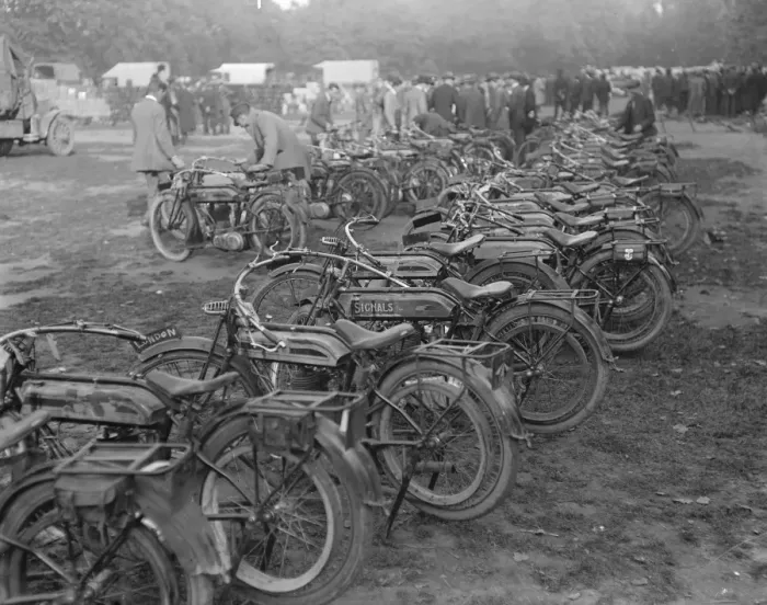 Framed Print : The Great Railway Strike Motor cycles in Hyde Park 1920 Framed Print : The Great Railway Strike Motor cycles in Hyde Park 1920