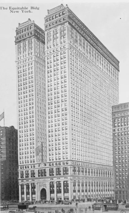 Framed Print : Great skyscraper ablaze The equitable building, New York, where a fire has broke Framed Print : Great skyscraper ablaze The equitable building, New York, where a fire has broke