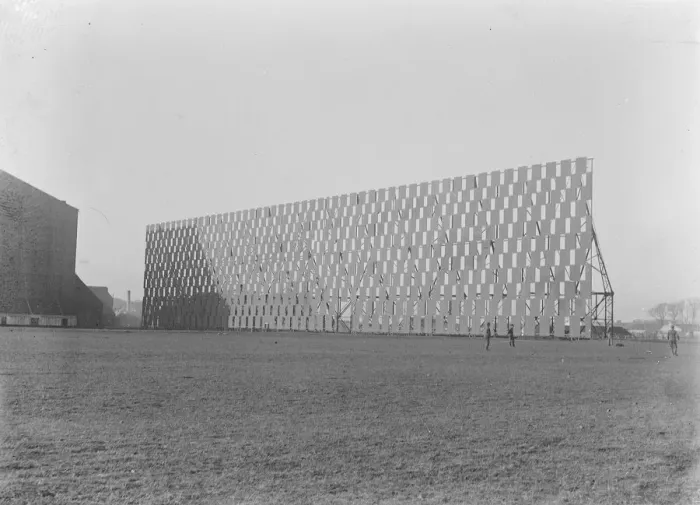 Framed Print : The great wind screen outside the rigid airship shed at East Fortune 1919 Framed Print : The great wind screen outside the rigid airship shed at East Fortune 1919