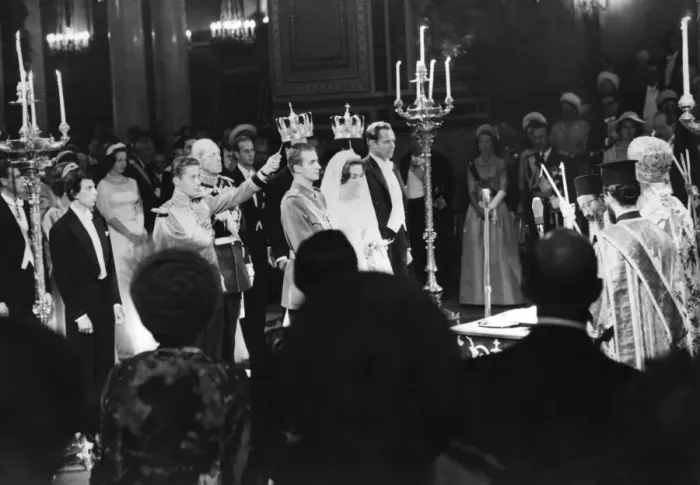 Framed Print : In The Greek Orthodox Cathedral in Athens, King George of Greece looks on as Framed Print : In The Greek Orthodox Cathedral in Athens, King George of Greece looks on as