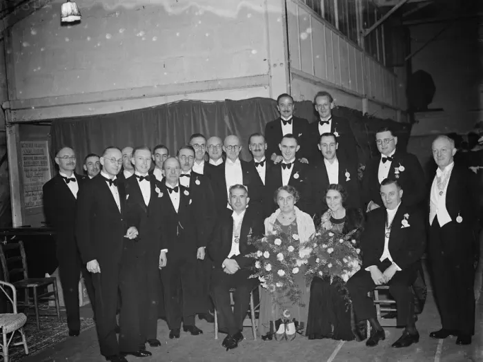 Framed Print : A group photo at the Kolster - Brands company dinner at Foots Cray, Kent Framed Print : A group photo at the Kolster - Brands company dinner at Foots Cray, Kent