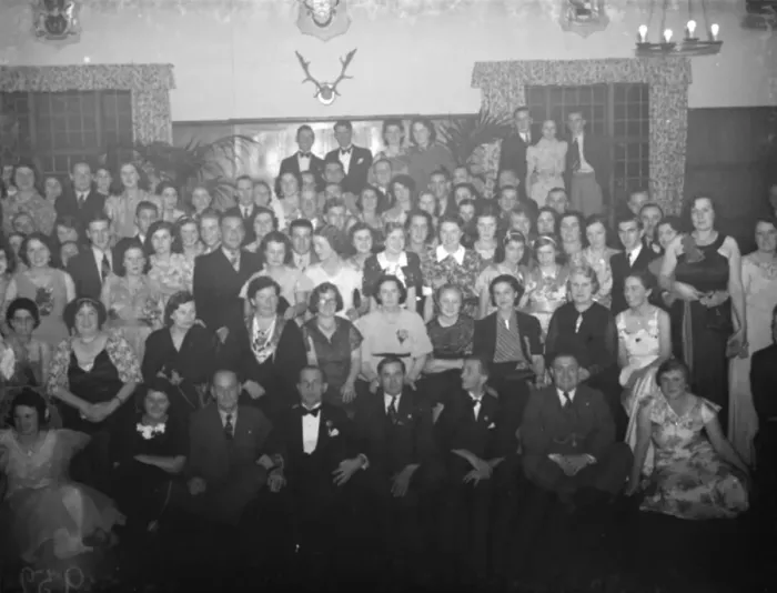 Framed Print : A group photo taken at the Blackfen British Legion dance in Kent. 1938 Framed Print : A group photo taken at the Blackfen British Legion dance in Kent. 1938