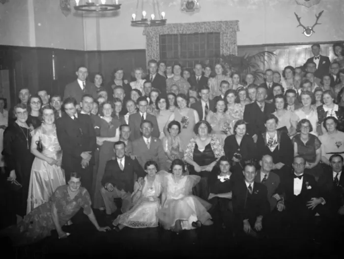 Framed Print : A group photo taken at the Blackfen British Legion dance in Kent. 1938 Framed Print : A group photo taken at the Blackfen British Legion dance in Kent. 1938