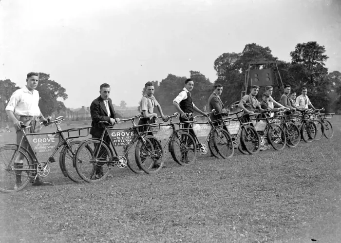 Framed Print : The Grove Butchers cycle messengers. 1934 Framed Print : The Grove Butchers cycle messengers. 1934