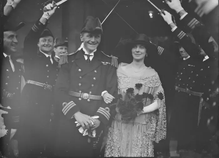 Framed Print : Guard of Honour at wedding of Rugby International. Commander N A Wodehouse, RN