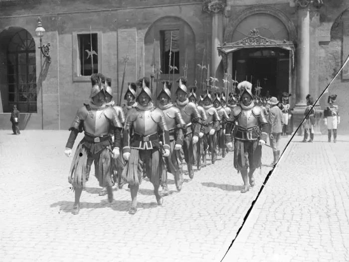 Framed Print : Guard the King and Queen saw at the Vatican. The Swiss Guard formed a guard of Framed Print : Guard the King and Queen saw at the Vatican. The Swiss Guard formed a guard of