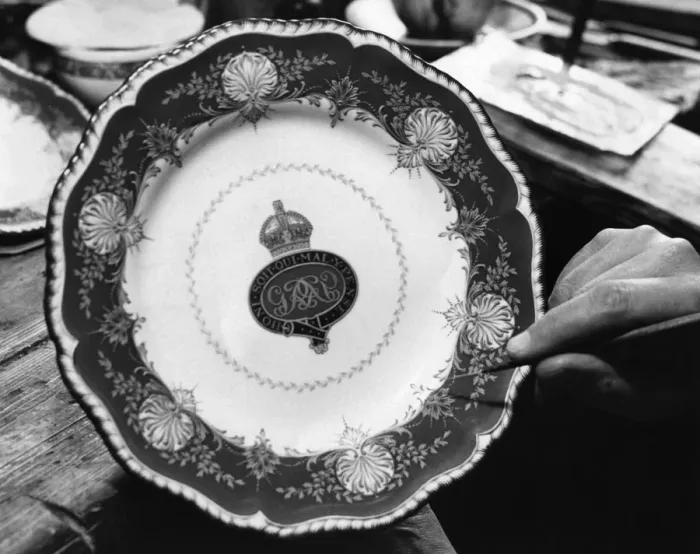 Framed Print : Guards present to Princess. An Imperial red and gold dessert service has been ordered Framed Print : Guards present to Princess. An Imperial red and gold dessert service has been ordered