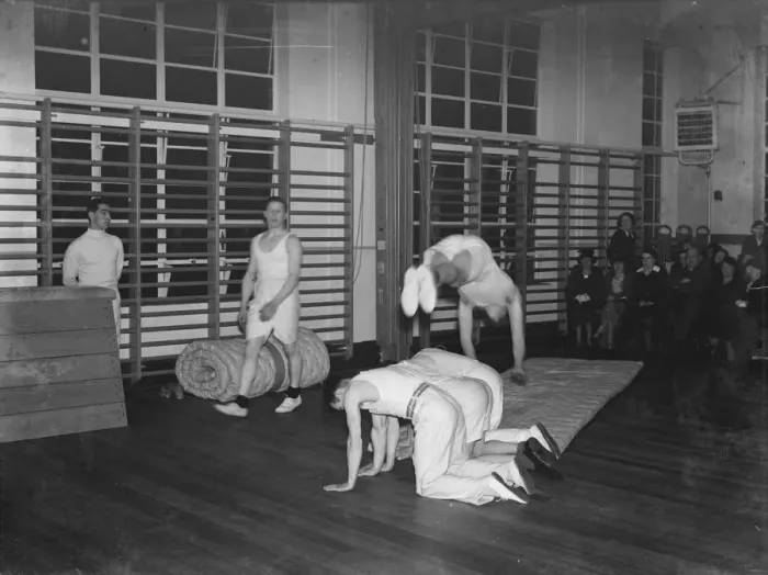 Framed Print : Gymnastics demonstration by boys at the Dartford Technical School in Kent Framed Print : Gymnastics demonstration by boys at the Dartford Technical School in Kent