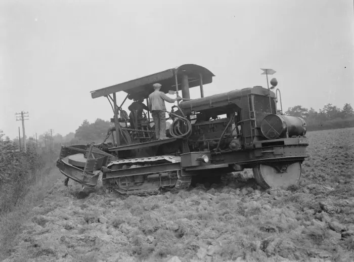 Framed Print : A Gyrotiller at work in a field in Staplehurst, Kent. 1937 Framed Print : A Gyrotiller at work in a field in Staplehurst, Kent. 1937