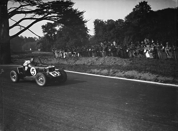 H L Brooke in his MG compete during the Crystal Palace road race. 1938