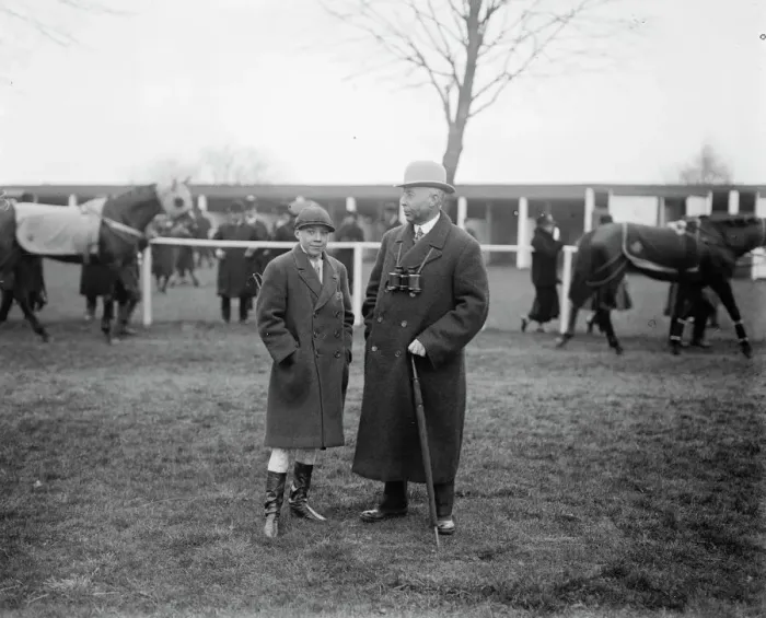 Framed Print : H Leach a jockey and Felix his trainer 1924