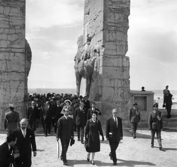 Framed Print : H. M. Queen Elizabeth II touring the ancient city of Persepolis 7th March 1961 Framed Print : H. M. Queen Elizabeth II touring the ancient city of Persepolis 7th March 1961
