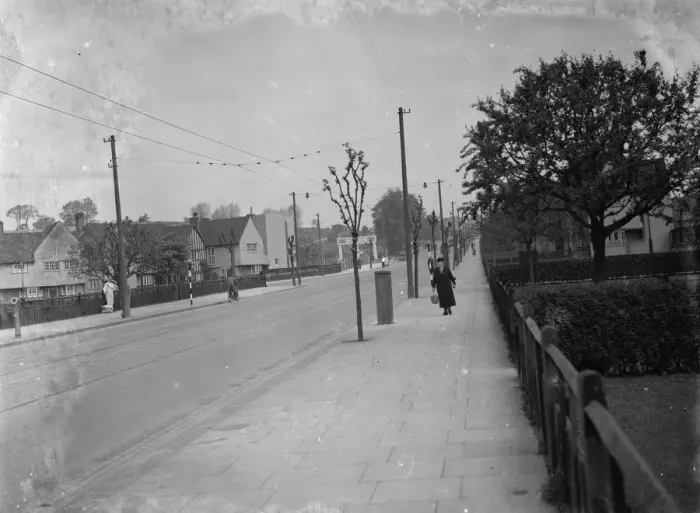 Framed Print : Well Hall Road in Eltham, Kent. 1938 Framed Print : Well Hall Road in Eltham, Kent. 1938
