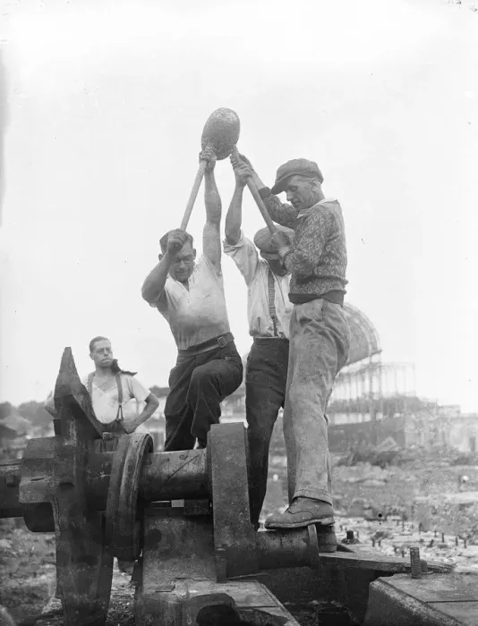Framed Print : Three hands for this job. Waking up Crystal Palace with 100pound hammer. The huge Framed Print : Three hands for this job. Waking up Crystal Palace with 100pound hammer. The huge