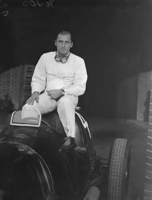 Framed Print : Hans Ruesch Swiss racing driver winner in his car