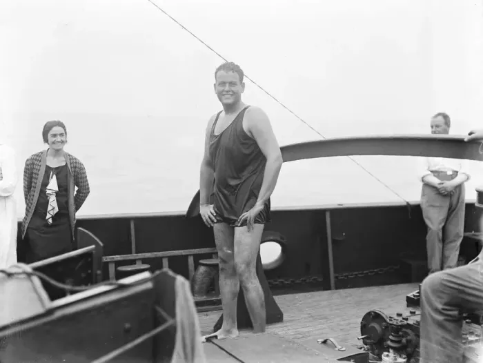Framed Print : Helmy, the Egyptian swimmer, who is to attempt to swim the channel. 18 August 1925 Framed Print : Helmy, the Egyptian swimmer, who is to attempt to swim the channel. 18 August 1925