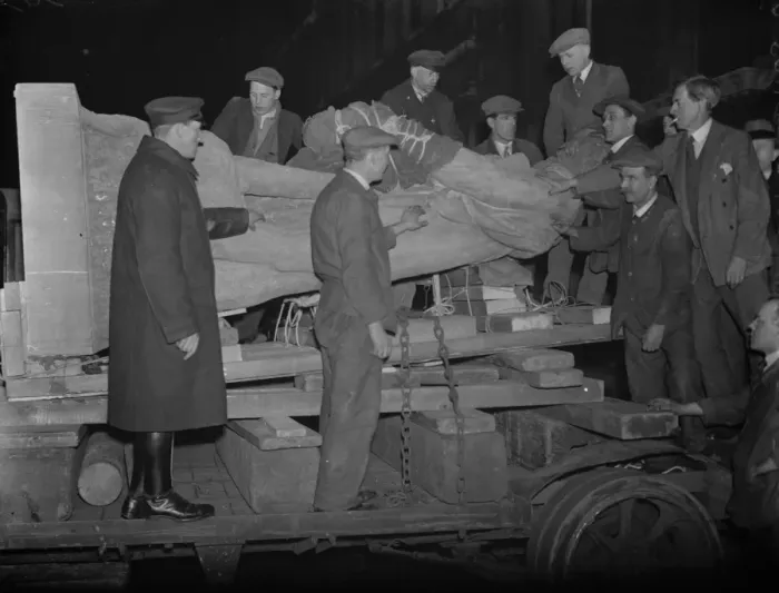 Framed Print : A herculean task. A giant statue of Hercules was removed in the early hours of Framed Print : A herculean task. A giant statue of Hercules was removed in the early hours of