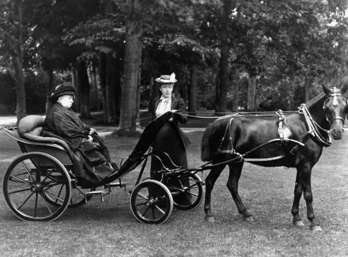 Framed Print : HM Queen Victoria in Pony Carriage with HRH Princess Victoria of Wales 29th July 1892