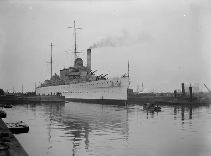 Framed Print : HMS Cumberland, the new British cruiser, which has just arrived at Chatham. 13 Framed Print : HMS Cumberland, the new British cruiser, which has just arrived at Chatham. 13