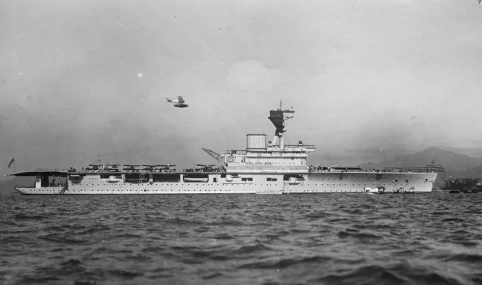 Framed Print : HMS Hermes, British Aircraft Carrier, in Chinese waters. 5 February 1927