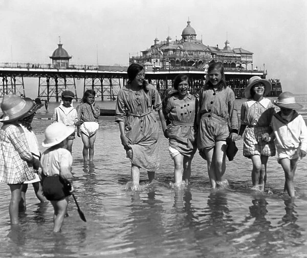 Holiday scenes at the seaside in Eastbourne, Sussex. 9 August 1916