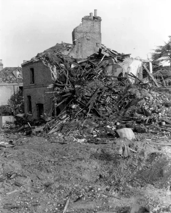 Framed Print : Home front 1940. Destroyed home in Sidcup, after a German air raid Framed Print : Home front 1940. Destroyed home in Sidcup, after a German air raid