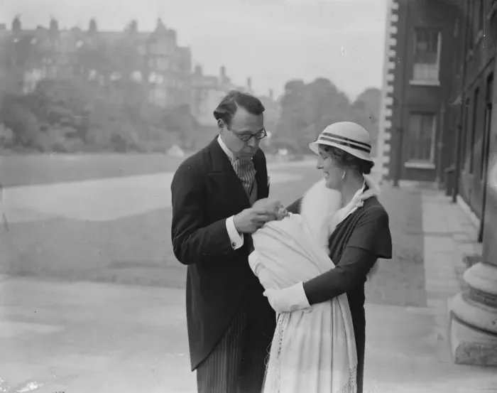 Framed Print : The Hon Lancelot and Mrs Joynson Hicks and their infant son after his christening Framed Print : The Hon Lancelot and Mrs Joynson Hicks and their infant son after his christening