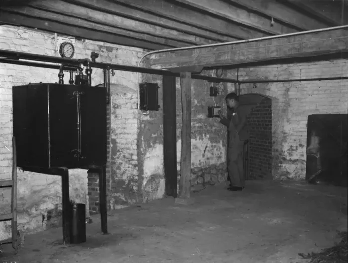Framed Print : Hop Kilns the oil heater in Goudhurst. ( A general view ) 1937 Framed Print : Hop Kilns the oil heater in Goudhurst. ( A general view ) 1937