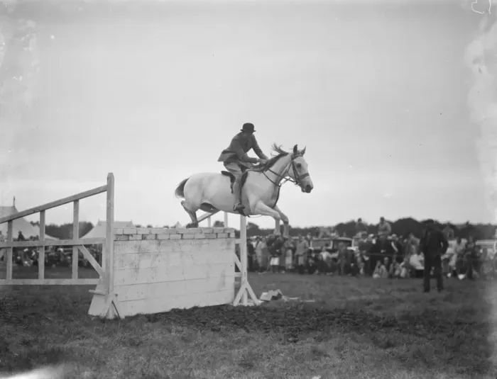 Framed Print : A horse show in Westerham, Kent. The show jumping competition. 1936 Framed Print : A horse show in Westerham, Kent. The show jumping competition. 1936