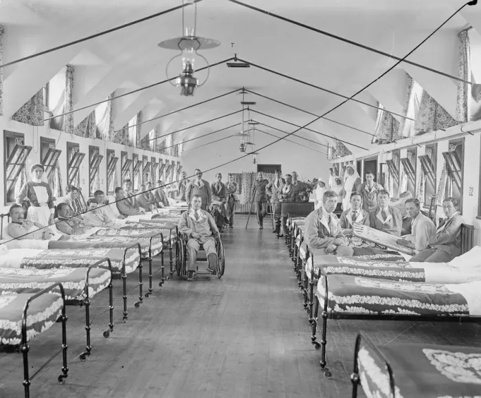 Framed Print : Hospital ward for wounded soldiers at the Princess Louise Military Orthopaedic Hospital at Chailey Framed Print : Hospital ward for wounded soldiers at the Princess Louise Military Orthopaedic Hospital at Chailey
