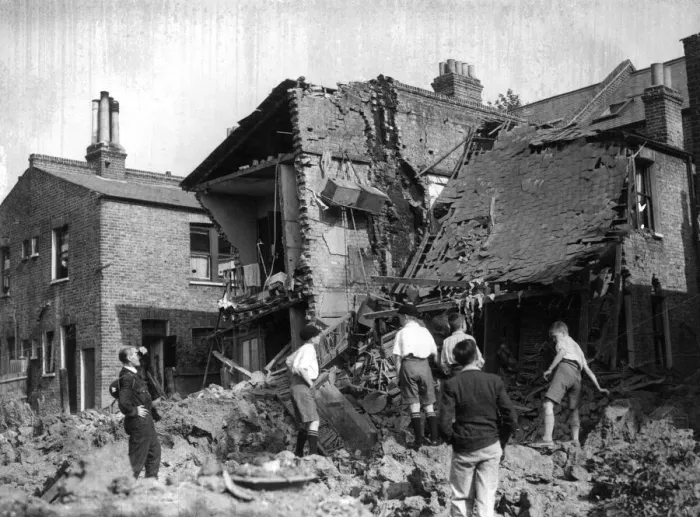 Framed Print : House destroyed by an air raid from German bombers Framed Print : House destroyed by an air raid from German bombers