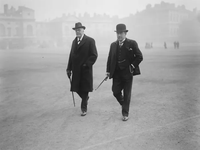 Framed Print : Imperial conference. Prime Minister and Lord Balfour leaving Downing Street. 20 Framed Print : Imperial conference. Prime Minister and Lord Balfour leaving Downing Street. 20