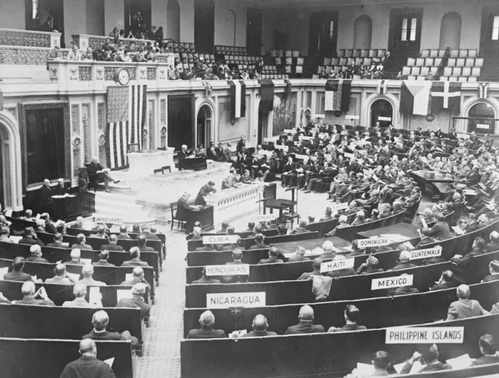 Framed Print : Inter parliamentary conference opens Washington Taken at Senate, showing the opening