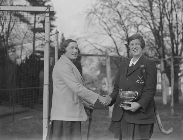Framed Print : Inter - varsity womens hockey at Cambridge. Miss Eileen Arnold ( Cambridge )