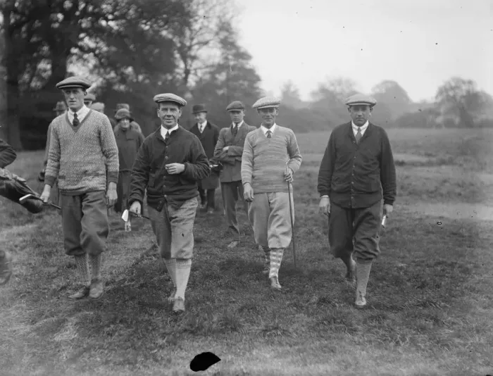 Framed Print : Interesting four ball match inaugurates Highgates new golf club house. An interesting Framed Print : Interesting four ball match inaugurates Highgates new golf club house. An interesting