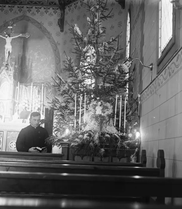 Framed Print : The interior of the little Catholic Church at Murren village in Switzerland. Decorated Framed Print : The interior of the little Catholic Church at Murren village in Switzerland. Decorated