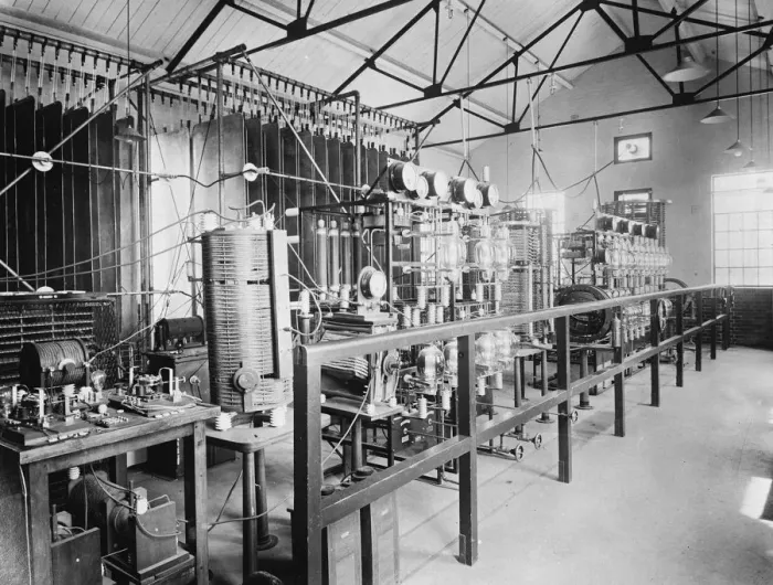Framed Print : The interior of one of the Marconi high speed telegraph stations at Ongar, Essex Framed Print : The interior of one of the Marconi high speed telegraph stations at Ongar, Essex