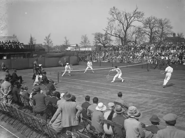 Framed Print : International tennis at Birmingham. General view of the game between Malmstrom and Muller