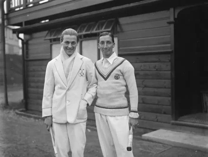 Framed Print : International tennis at Birmingham. Garrell ( Sweden ) and Kingsley ( England ), right Framed Print : International tennis at Birmingham. Garrell ( Sweden ) and Kingsley ( England ), right