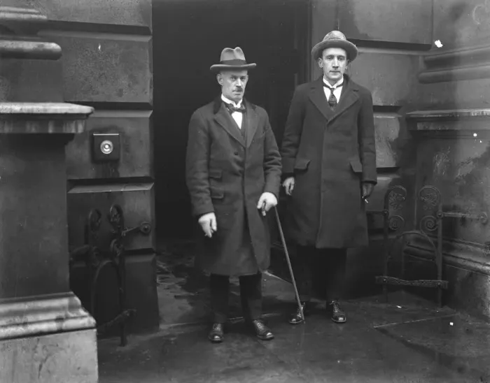 Framed Print : Irish Provisional Govement, Ministers In London Mr E J Duggan ( Left ) and Mr Kevin O Higgins