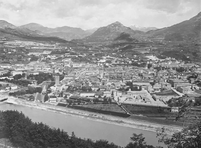 Framed Print : Italy Trentino Trento, a panorama from the west showing the Adige 16 February 1926 Framed Print : Italy Trentino Trento, a panorama from the west showing the Adige 16 February 1926